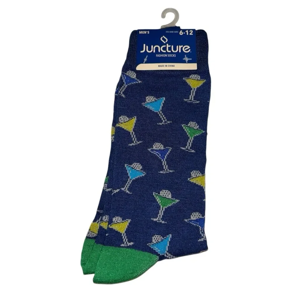 1x Juncture Mens Crew Socks Martini Size 6-12